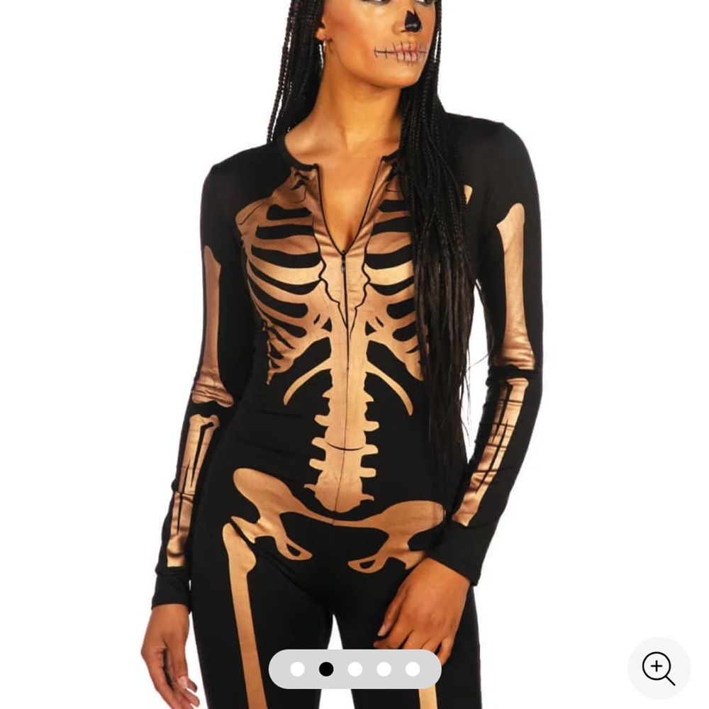 Women's Tipsy Elves Black and Gold Skeleton jumpsuit